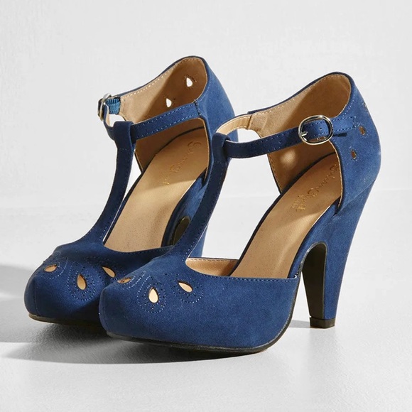 Modcloth Shoes - ModCloth The Zest Is History Heel Navy Mary Janes Size 8 Women’s